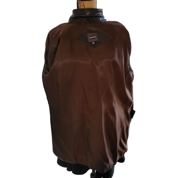 NYC Whet Blu Smooth Mid- Length Leather A-Line Jacket /Coat- M - Picture 12 of 13